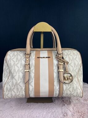 Michael Kors Bedford Travel Medium Duffle Satchel - Vanilla/Camel